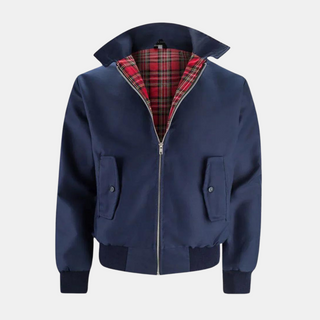 Klassiek Harrington-jack met ruitvoering Marineblauw