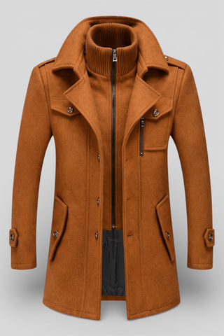 Winterjas Heren Marineblauw Bruin
