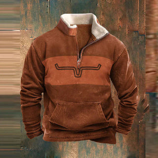 Bruce | Fleece trui met kwartrits Oranje
