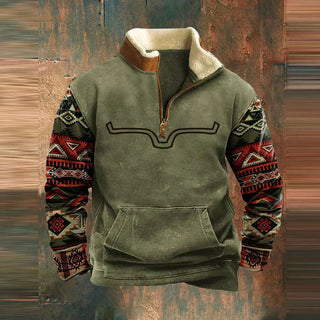 Bruce | Fleece trui met kwartrits