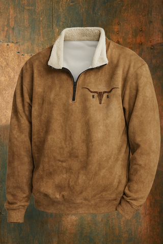 Bruce | Fleece trui met kwartrits