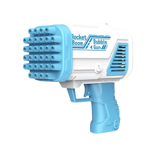 Raket Bellenblaas Pistool voor Kinderen - Automatische Multi-Gaats Bellenblazer met Lichtjes, Buiten Zomer Bellenblaas Speelgoed Blauw