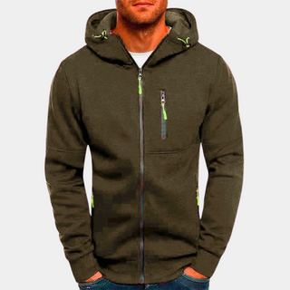 Karl Heren Hoodie met Rits Olijfgroen