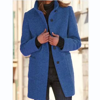 Carly | Dames Wollen Knoopjas Donkerblauw