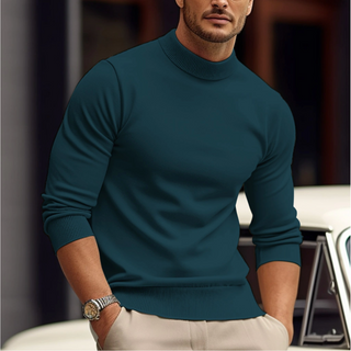 Cas | Heren Gebreide Trui Zachte Ronde Hals Casual Pullover Groen