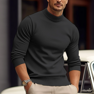 Cas | Heren Gebreide Trui Zachte Ronde Hals Casual Pullover Donkergrijs