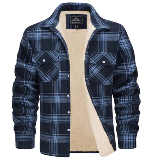 Cedricus - Fleecegevoerde geruite jas voor warmte en stijl marineblauw