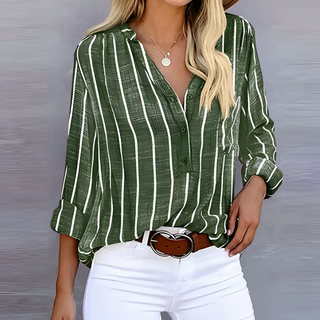 Chloé | Trendy gestreepte damesblouse groen
