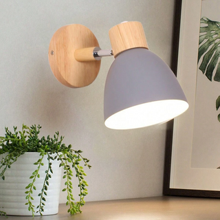 Houtkleurige Wandlamp met Scandinavisch Design Grijs