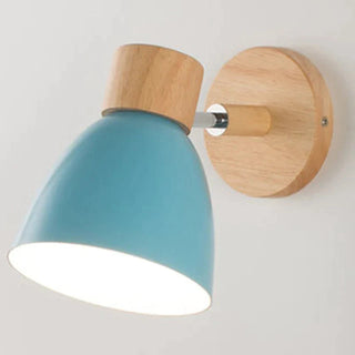 Houtkleurige Wandlamp met Scandinavisch Design Blauw