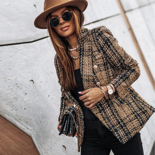 Flōre | Damesblazer met knoopsluiting | Casual kastanjebruin