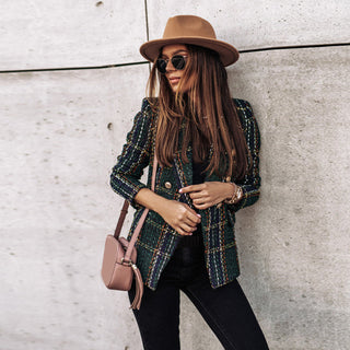 Flōre | Damesblazer met knoopsluiting | Casual groen