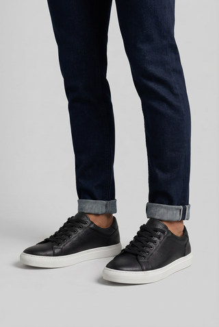 Joris | Heren Klassieke Sneakers, Low-Top Veterschoenen Zwart