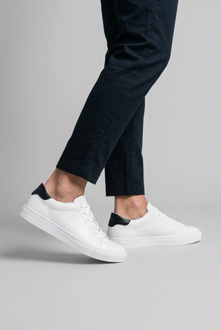 Joris | Heren Klassieke Sneakers, Low-Top Veterschoenen Wit & Zwart