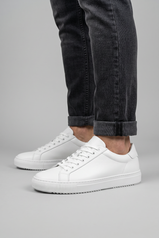 Joris | Heren Klassieke Sneakers, Low-Top Veterschoenen Wit