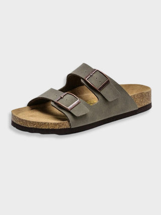 Comfortabele Arizona sandalen van synthetisch leer met een stevige zool. donkergrijs