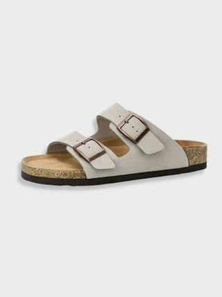 Comfortabele Arizona sandalen van synthetisch leer met een stevige zool. grijs