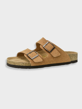 Comfortabele Arizona sandalen van synthetisch leer met een stevige zool. geel