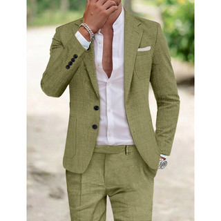 Admire | Comfortabele tweedelige herenset – Zachte weving, Modern silhouet & Verfijnd zakelijk gemak groen