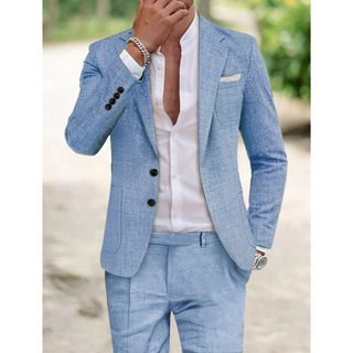 Admire | Comfortabele tweedelige herenset – Zachte weving, Modern silhouet & Verfijnd zakelijk gemak blauw