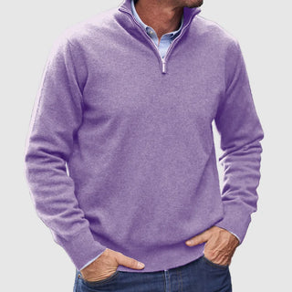 Lorenzo | Luxe Italiaanse Heren Trui met Rits Licht Violet