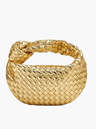 Crossbodytas met geweven design, gemaakt van veganistisch leer, lichtgewicht. goud