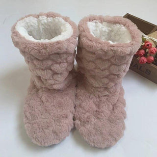 MEELANO Høje hyggelige teddy hjemmesko | Varm og blød - Bary Mørk pink