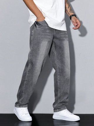 Daan | Heren Rechte Jeans, Effen Wassing Casual Denim