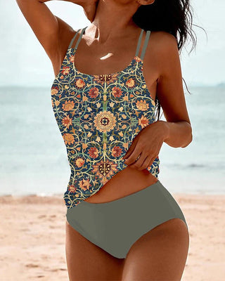 Damaris | Tankini-set voor dames – Akia-print, dubbele bandjes en een nauwsluitende pasvorm Groen