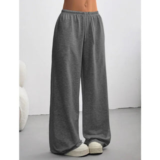 Dames joggingbroek, losse pasvorm, wijde pijpen, effen kleur donkergrijs