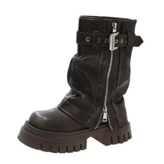 Dames winter bikerlaarzen, elegante platformlaarsjes