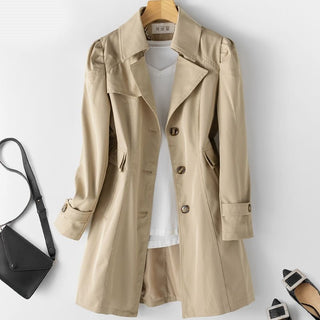 Damesjas, veelzijdige trenchcoat, elegante look voor elke dag khaki