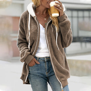 Damesjas met teddycapuchon - Warm en comfortabel voor de herfst en winter Beige
