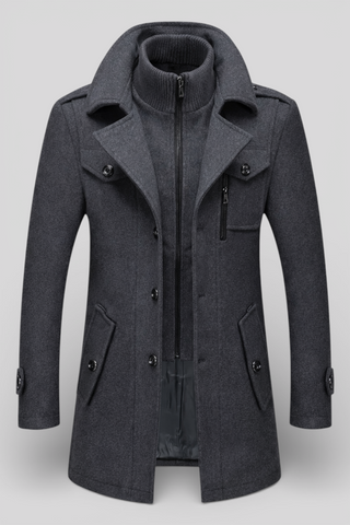 Winterjas Heren Marineblauw Grijs