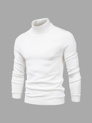 David | Heren Coltrui, Slim Fit Zachte Gebreide Pullover Wit