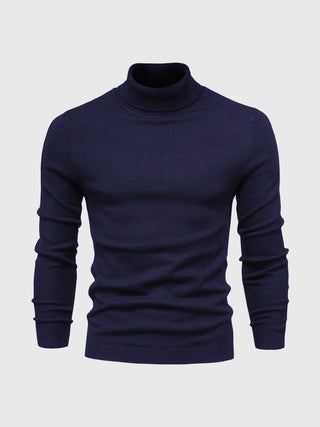 David | Heren Coltrui, Slim Fit Zachte Gebreide Pullover Donkerblauw
