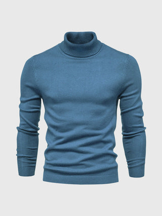 David | Heren Coltrui, Slim Fit Zachte Gebreide Pullover Marineblauw