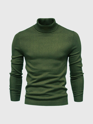 David | Heren Coltrui, Slim Fit Zachte Gebreide Pullover Donkergroen