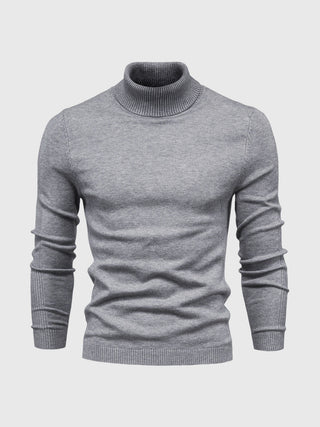 David | Heren Coltrui, Slim Fit Zachte Gebreide Pullover Grijs