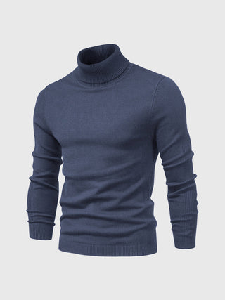 David | Heren Coltrui, Slim Fit Zachte Gebreide Pullover Blauw