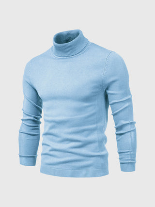 David | Heren Coltrui, Slim Fit Zachte Gebreide Pullover Lichtblauw