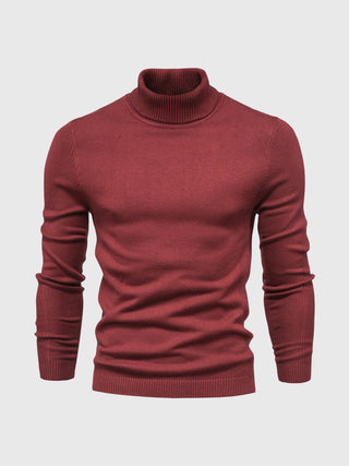 David | Heren Coltrui, Slim Fit Zachte Gebreide Pullover Donkerrood