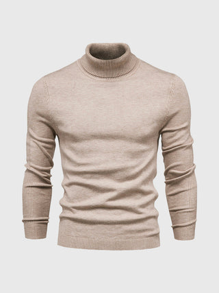 David | Heren Coltrui, Slim Fit Zachte Gebreide Pullover Beige