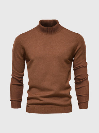 David | Heren Coltrui, Slim Fit Zachte Gebreide Pullover Mosterdgeel