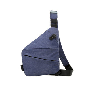 Diefstalbestendige schoudertas voor op reis met verborgen vakken en een diefstalwerend ontwerp. Rechtshandig Marineblauw