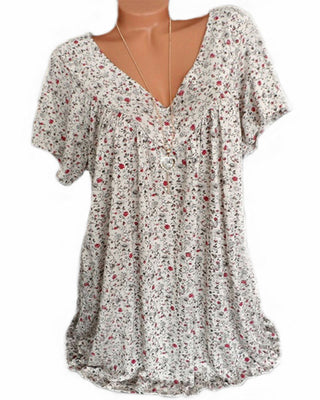 Sophé | Damesblouse met bloemenprint – Korte mouwen, Elegante V-hals