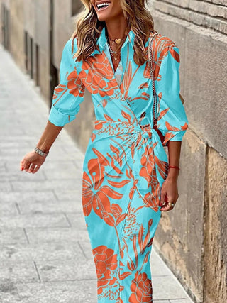 Isana | Maxi zomerjurk voor dames – Kleurrijke print, Vloeiend silhouet lichtblauw