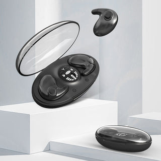 Draadloze Bluetooth-koptelefoon, ontworpen om de vorm van het oor te volgen. Vederlicht.