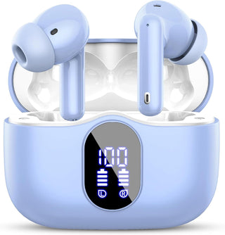 Draadloze Bluetooth-koptelefoon met ruisonderdrukkingsscherm Lichtblauw