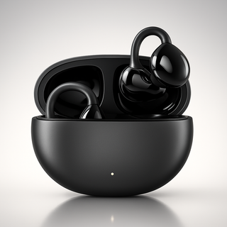 Draadloze Bluetooth-oordopjes met clipsluiting en open oordopjes voor helder geluid. Zwart